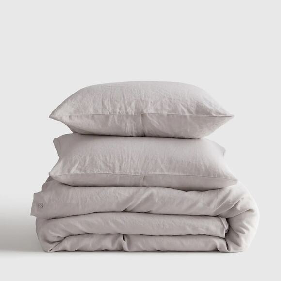 Quince European Linen Duvet Cover Set Light Grey Size Queen/Full - Picture 5 of 8